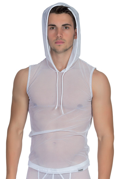 V-shirt transparent avec capuche